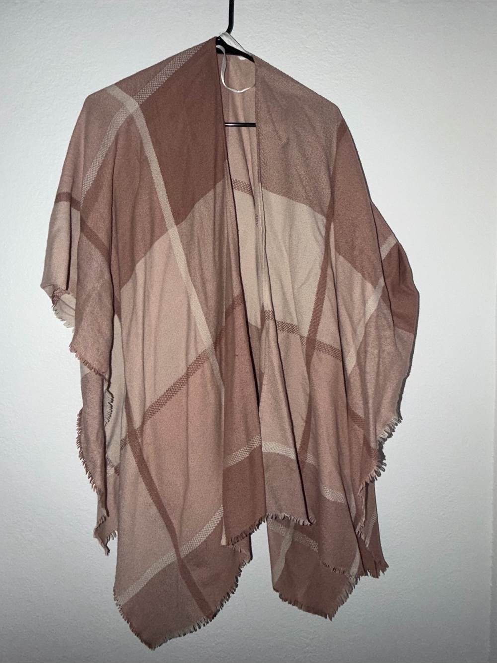 LC Lauren Conrad Pink and Brown Plaid Cape